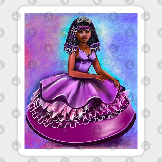 African American princess with beads. The best Gifts for black girls 2022 afro princesses  ! beautiful  black girls with Afro hair, brown eyes and dark brown skin. black princess Sticker by Artonmytee